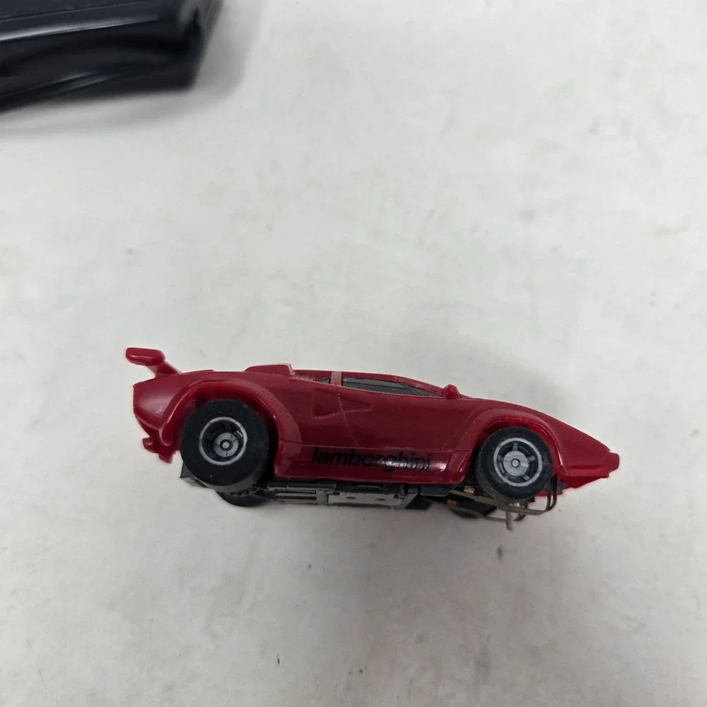 Vintage Tyco Slot Cars Lamborghini Countach Red Blue HO Scale with Controller